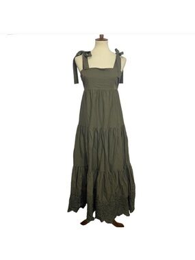 Jason Wu Olive Tie-Shoulder Tiered Maxi Dress